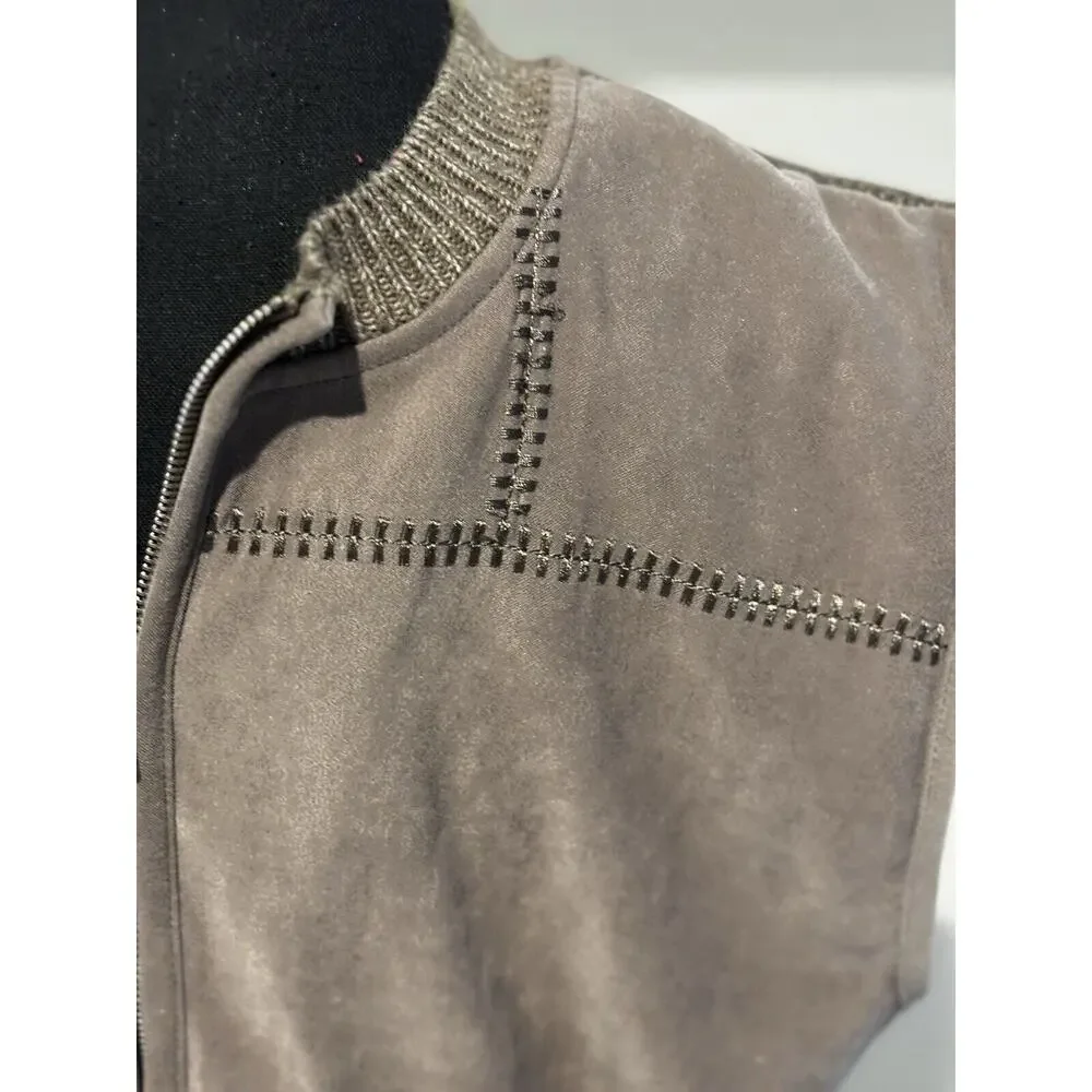 Koret Faux Suede & Knit Sweater‎ Vest Olive Green Women’s Sz 10 Y2k grunge lagen - Picture 2 of 8